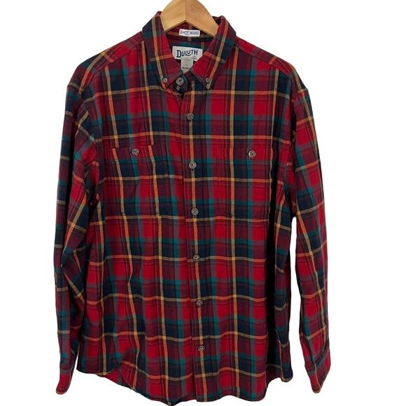 Duluth Trading Co Plaid Relaxed Fit Button Front Flannel Men Size Large - Picture 1 of 11